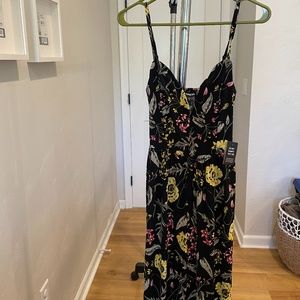 black and floral jumpsuit